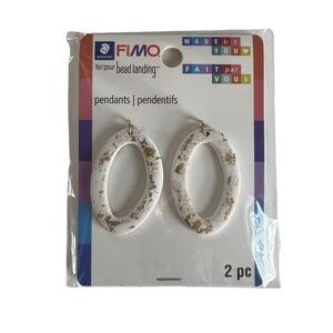 FIMO Bead Landing Earring Pendant Nickel Free White Gold DIY Oval Clay Earring